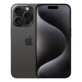 Used, second hand, and refurbished black titanium iPhone 15 pro max in 64GB, 128GB and 256GB